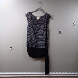 Max Studio sleeveless black and white blouse, stripes, nylon, spandex, size 8